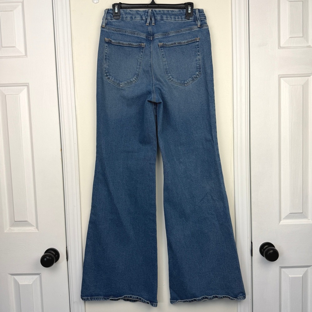 Good American Palazzo WIDE LEG Boot Blue Jeans Womens 10/30 FLARE High Rise - Picture 3 of 13